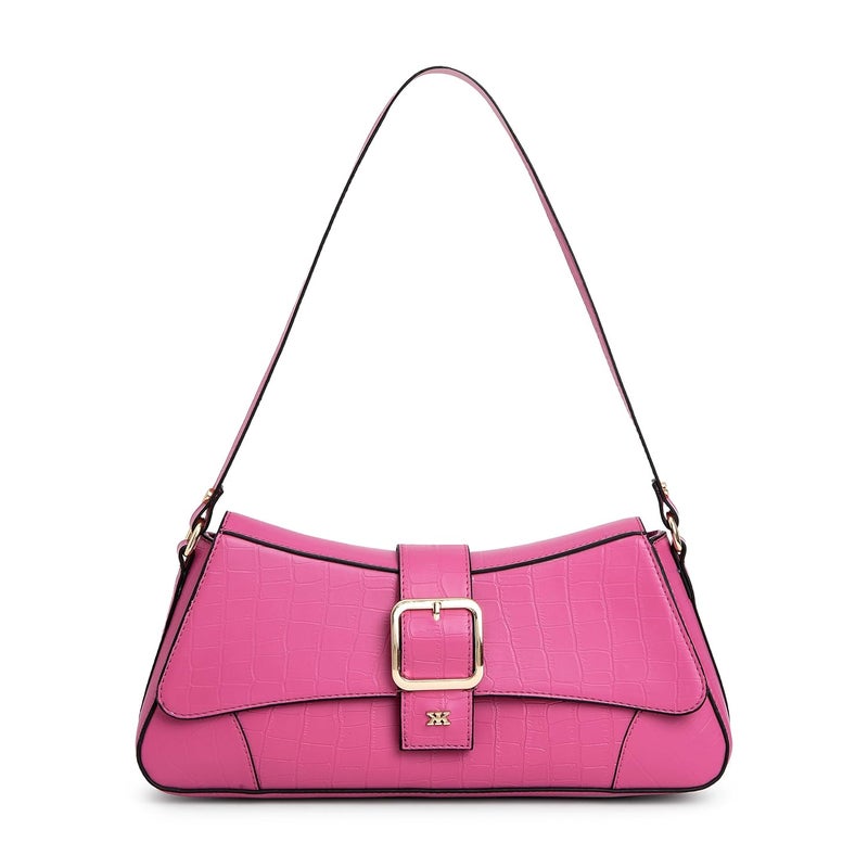 KLEIO Vegan Leather Structured Shoulder HandBag for Women - Pink - Image 1
